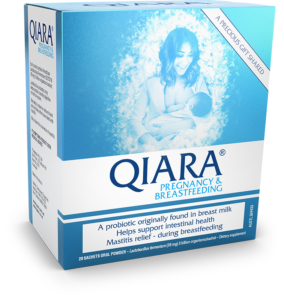 A box of Qiara probiotics for pregnancy and breastfeeding